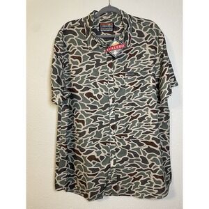 Burlebo Men's Shirt NWT XL Duck Camo Short Sleeve Button Up Performance Stretch